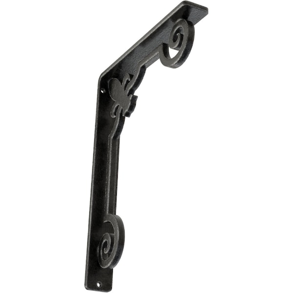 Ekena Millwork Fleur De Lis Wrought Iron Bracket, (Single center brace), Antiqued Pewter 1 1/2"W x 7 1/2"D x 10"H BKTM01X07X10SFLAPW - main